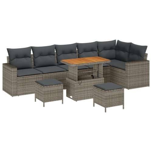 9 Komada Vrtni Sofa Set S Jastucima Siva Poli Ratan Akacija Cijena