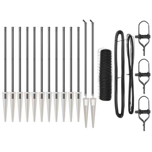 Ograda u obliku heksagona Siva 0.6x25 m Čelik, Ograde s klinovima 13 kom Ø32 mm 80 cm Galvanizirani čelik Cijena