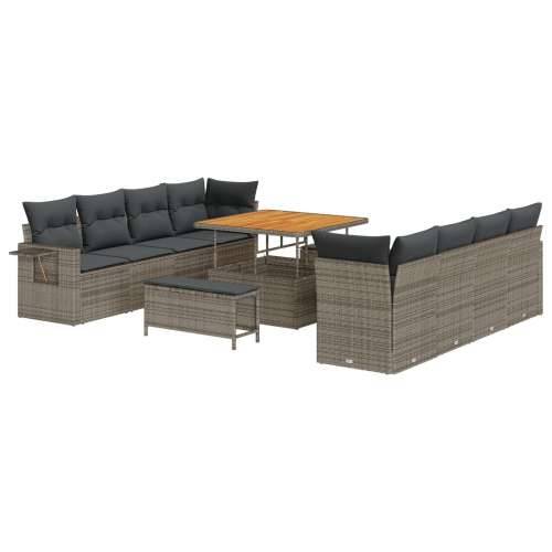 set od 11 komada vrtnih sofa s jastucima siva poli ratan akacija Cijena