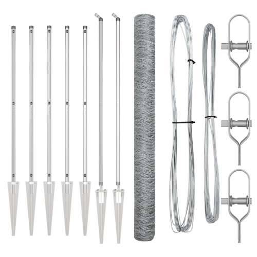 Heksagonalna ograda 1.5x10 m Galvanizirana čelika, Stupovi ograde s šiljkom 7 kom Ø32 mm 170 cm Galvanizirana čelika Cijena
