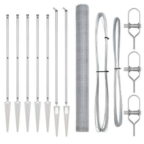 Heksagonalna ograda 1.6x10 m galvanizirani čelik, Stupovi ograde s klinovima 7 kom Ø32 mm 180 cm galvanizirani čelik Cijena