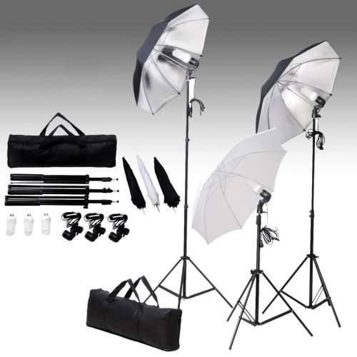 Set studijske rasvjete: stativi i kišobrani od 24 vata   - 3 tripods + 3 umbrellas + 3 daylight lamps + carrying bag 10 Cijena