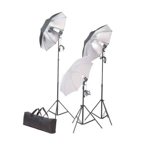 Set studijske rasvjete: stativi i kišobrani od 24 vata   - 3 tripods + 3 umbrellas + 3 daylight lamps + carrying bag 10 Cijena