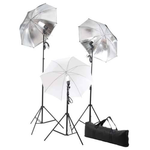 Set studijske rasvjete: stativi i kišobrani od 24 vata   - 3 tripods + 3 umbrellas + 3 daylight lamps + carrying bag 10 Cijena