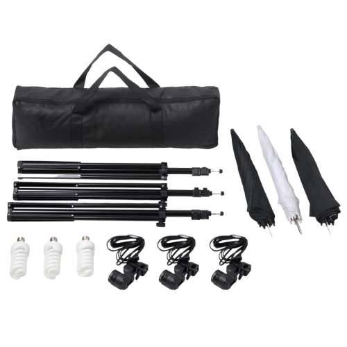 Set studijske rasvjete: stativi i kišobrani od 24 vata   - 3 tripods + 3 umbrellas + 3 daylight lamps + carrying bag 10 Cijena