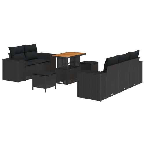 8-dijelni set dvorišnih sofa s jastučićima crni poli ratan akacija, 3-dijelni set dvorišnog blagovanja s jastučićima crni poli r Cijena