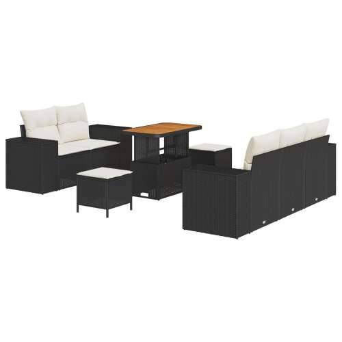 8 komadna vrtna sofa set s jastucima Crni poli ratan akacija, 3 komadni vrtni obrok set s jastucima Crni poli ratan akacija Cijena