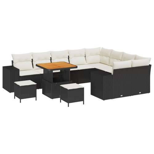 set od 12 komada vrtnih sofa s jastučićima crni poli ratan akacija Cijena