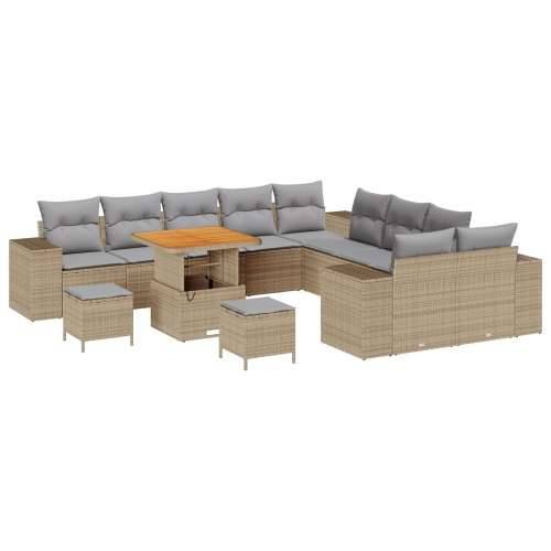 13-dijelni vrtni sofa set s jastucima bež poli ratan akacija Cijena