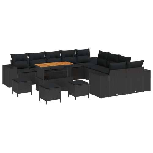 14-dijelni vrtni sofa set s jastučićima crna poli ratan akacija Cijena