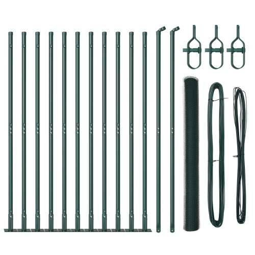 Set ograde Set od 2 Zelena Metal, PVC 25 x 1,5 m Izdržljivo Cijena