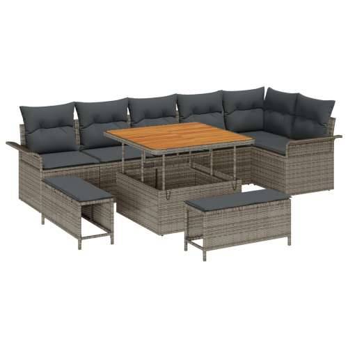 9-dijelni vrtni sofa set s jastučićima siva poli ratan akacija Cijena