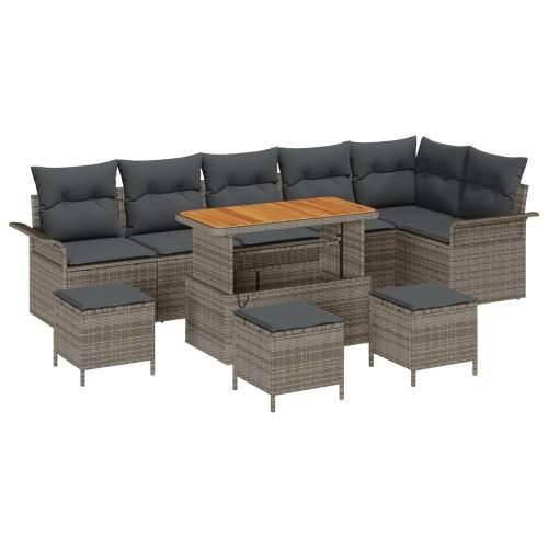 10-dijelni vrtni sofa set s jastučićima sivi poli ratan akacija Cijena