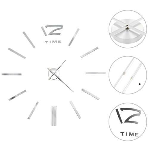 3D zidni sat moderni dizajn 100 cm XXL srebrni Cijena