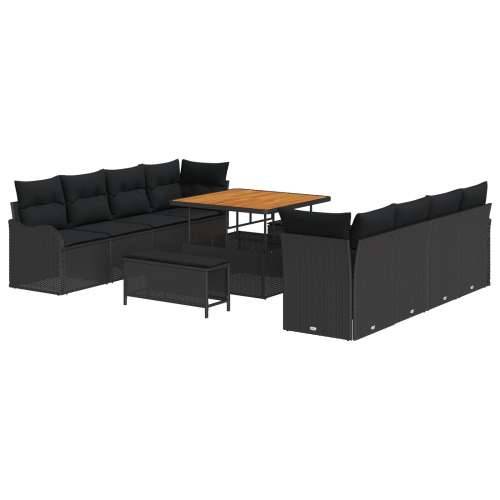 Set vrtnih sofa od 11 komada s jastucima - Crni poli ratan akacija Cijena