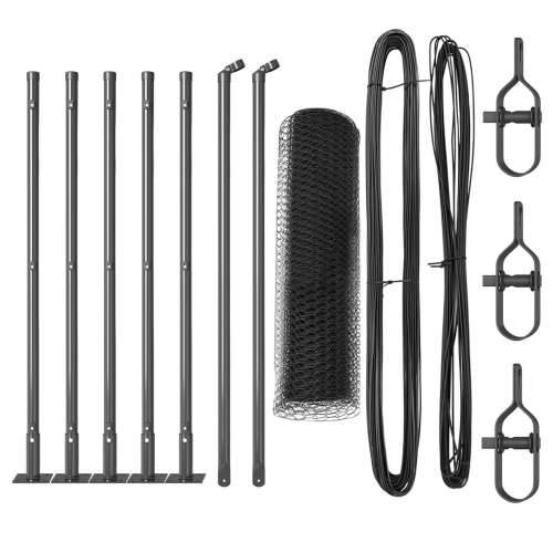 Ograda u obliku heksagona Siva 0.6x10 m Čelik, Stupovi za Ogradu s Platinama 7 kom Ø32mm 70cm Galvanizirani Čelik Cijena