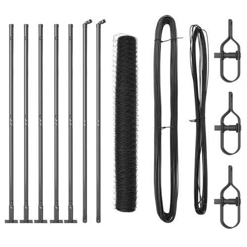 Ograda u obliku heksagona Siva 1,2x10 m Čelik, Stupci za ograde s podnim pločama 7 kom Ø32mm 68,5cm Galvanizirani čelik Cijena