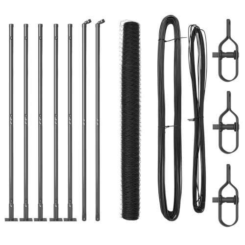 heksagonalna ograda siva 1,5x10 m čelik, stupovi za ogradu s osnovnim pločama 7 kom Ø32mm 83,5cm galvanizirani čelik Cijena
