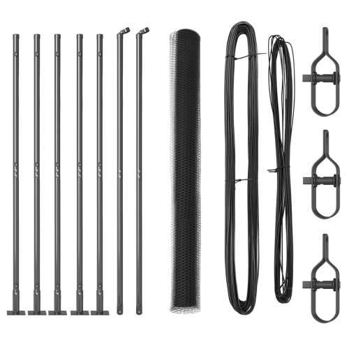 Siva heksagonalna ograda 1,6x10 m Čelik, Stubovi ograde s postoljem 7 kom Ø32mm 88,5cm Galvanizirani čelik Cijena
