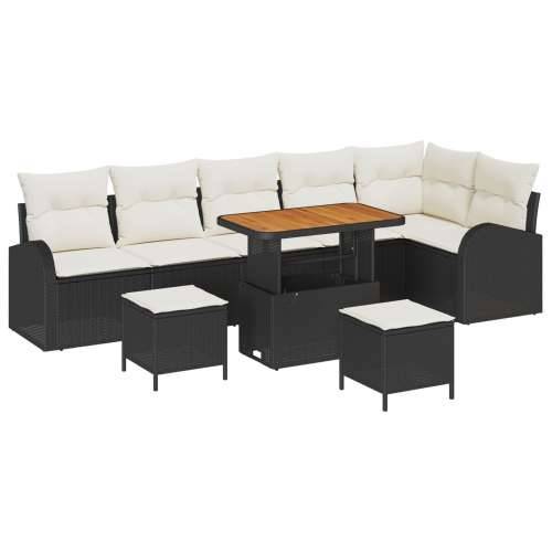 set vrtnih sofa od 9 dijelova s jastučićima crni poli ratan akacija, dvosedna vrtna sofa s pohranom i jastučićima crni poli rata Cijena