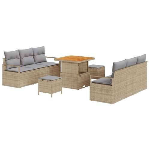 Set vrtnih sofa od 9 dijelova s jastučićima bež Poly ratan akacija Cijena