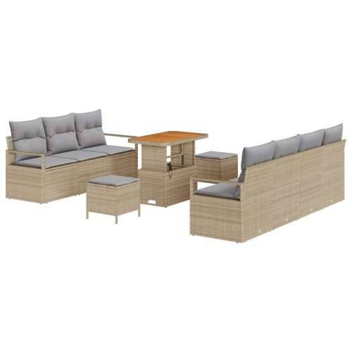 set vrtnih sofe od 10 komada s jastučićima bež poly rattan akacija Cijena