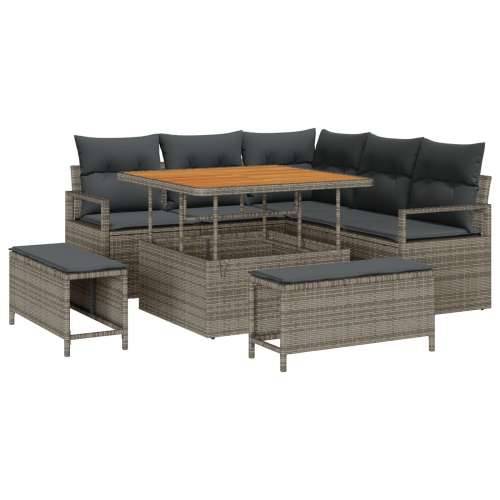 8-dijelni vrtni sofa set s jastučićima siva poli ratan akacija Cijena
