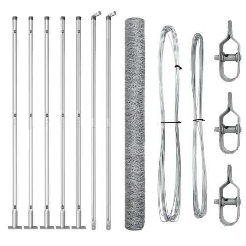 Heksagonalna Ograda 1.4x10 m Galvanizirani Čelik, Stupovi za Ograde s Podlogama 7 kom Ø32mm 78.5cm Galvanizirani Čelik Cijena