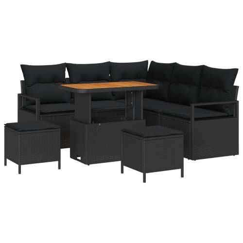 8-dijelni vrtni set sofe s jastučićima crni poli ratan akacija, 2-sjedala vrtna sofa s pohranom i jastučićima crni poli ratan, 3 Cijena