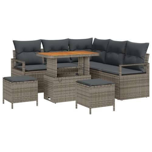 set od 8 komada vrtnih sofa s jastucima sivi poli ratan akacija Cijena