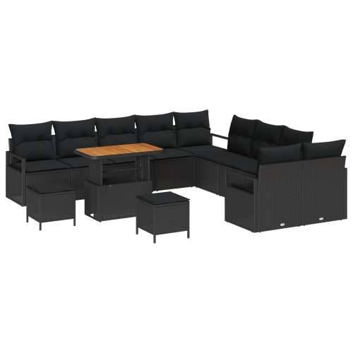 13-dijelni vrtni set sofe s jastučićima Crni Poli Ratan Akacija, 2-sjedalna vrtna sofa s pohranom i jastučićima Crni Poli Ratan, Cijena