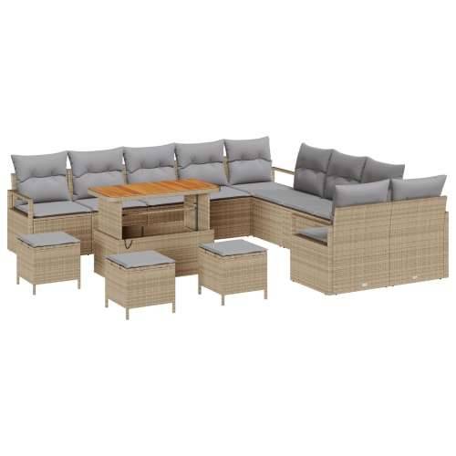 set vrtnih sofa od 14 kom s jastučićima Bež Poli Ratan Akacija Cijena