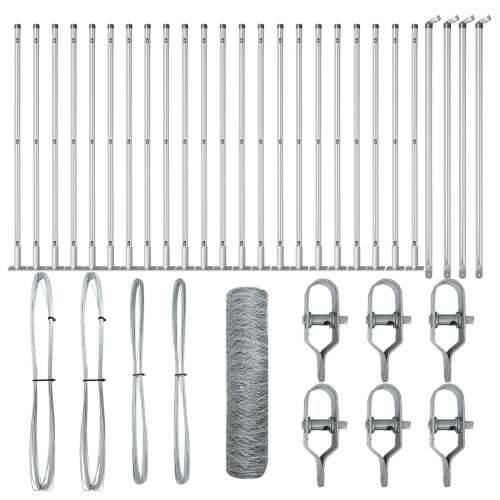 heksagonalna ograda 0,5x50 m galvanizirani čelik, stupovi ograde s osnovnim pločama 13 kom Ø32mm 70cm galvanizirani čelik Cijena