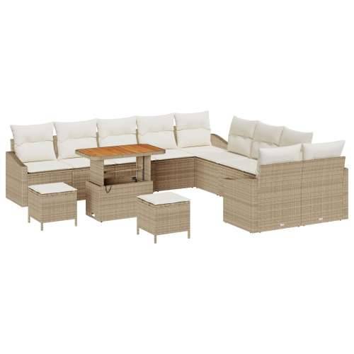 13-dijelni vrtni set sofa s jastučićima bež poli ratan akacija Cijena