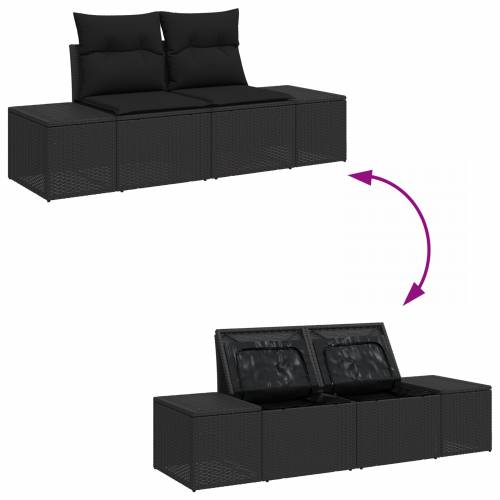 11-dijelni vrtni sofa set s jastučićima, crni poliratan, akacija Cijena