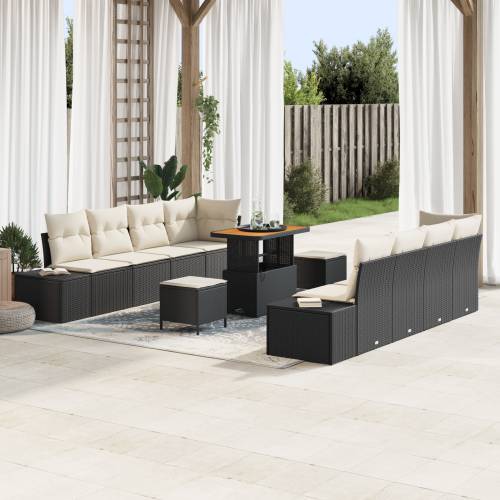 11 komada vrtni sofa set s jastučićima crni poli ratan akacija Cijena