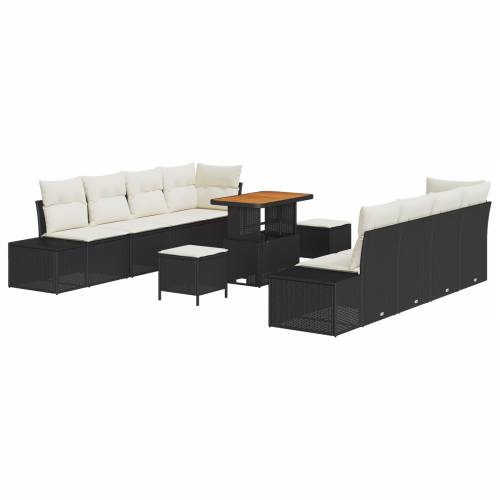 11 komada vrtni sofa set s jastučićima crni poli ratan akacija Cijena