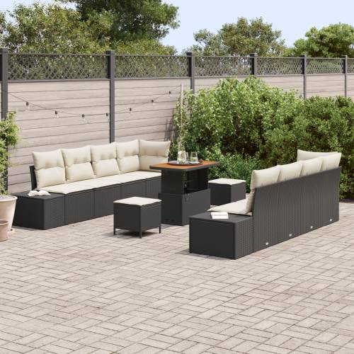 11 komada vrtni sofa set s jastučićima crni poli ratan akacija Cijena