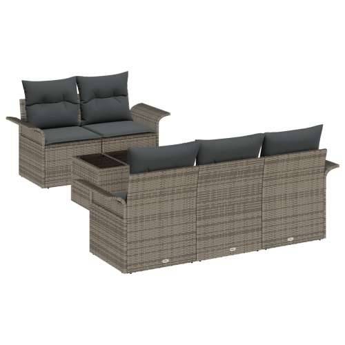 Vrtna garnitura - 6-dijelni set vrtnih sofa s jastučićima sivi poli ratan, 2-sjedalna vrtna sofa s pohranom i jastučićima sivi p Cijena
