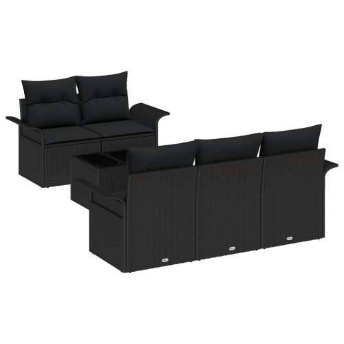 set vrtnih sofa s 6 dijelova s jastučićima Crni Poli Ratan, dvosjed vrtna sofa s prostorom za pohranu i jastučićima Crni Poli Ra Cijena