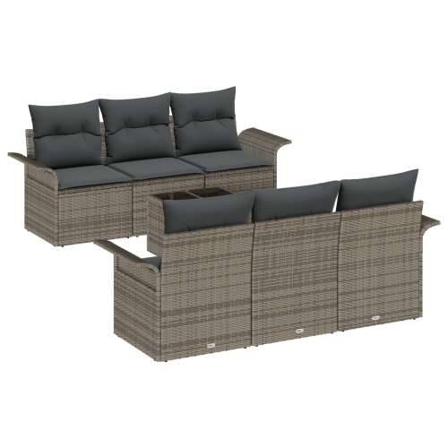 Set od 7 Pojedinačnih Vrtnih Sofa s Jastučićima Siva Poliratan Cijena