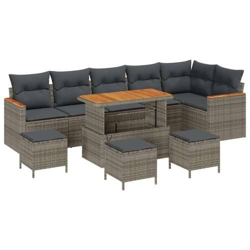 set vrtnih sofa od 10 komada s jastučićima sivi poly rattan akacija Cijena