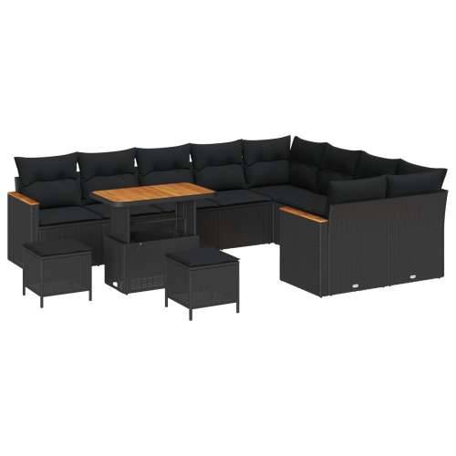 set vrtnih sofa od 12 dijelova s jastučićima crni poli ratan akacija Cijena