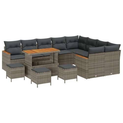 13-dijelni vrtni sofa set s jastučićima siva poli ratan akacija Cijena