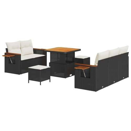 set od 8 komada vrtnih sofa s jastučićima crni poli ratan acacija, set od 3 komada vrtnih stolica s jastučićima crni poli ratan  Cijena