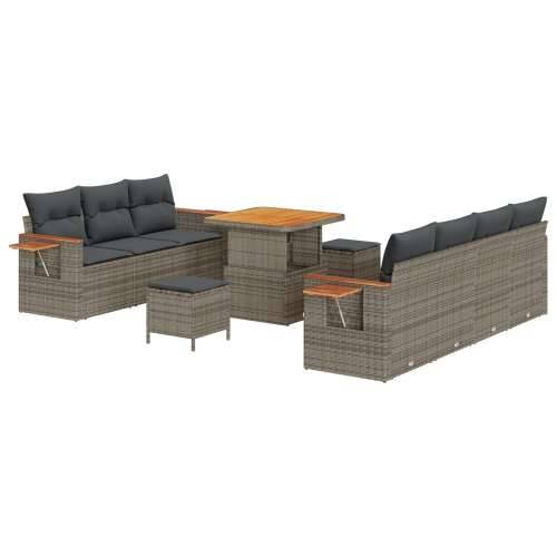 Set od 10 komada vrtnih sofa s jastučićima siva poliratan akacija Cijena