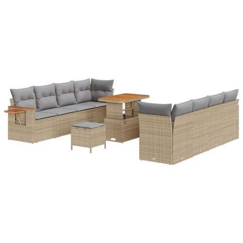 Set vrtnih sofa s jastucima, bež, poli ratan, akacija, Set vrtne blagovaonice s jastucima, bež, poli ratan, akacija Cijena