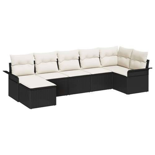 set vrtnih sofa s jastučićima crni poli ratan, 2-sjedalna vrtna sofa s pohranom i jastučićima crni poli ratan Cijena