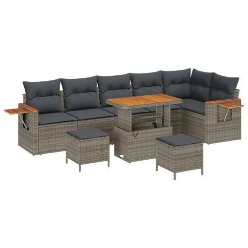 9-komadni Vrtni Sofa Set s Jastucima Sivi Poli Ratan Akacija Cijena
