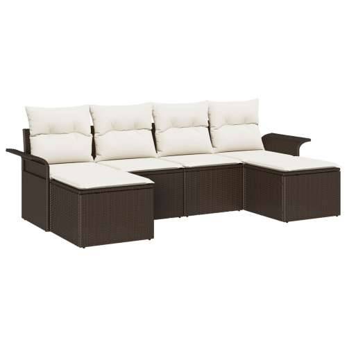 Vrtna garnitura - 6-dijelni set vrtnih sofa s jastucima smeđa poli ratan Cijena